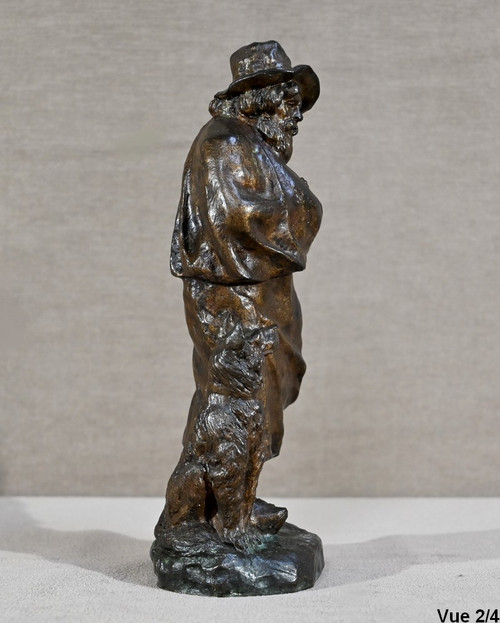 Bronzo "Il pastore e il suo cane", firmato G.Omerth - Inizio XX secolo