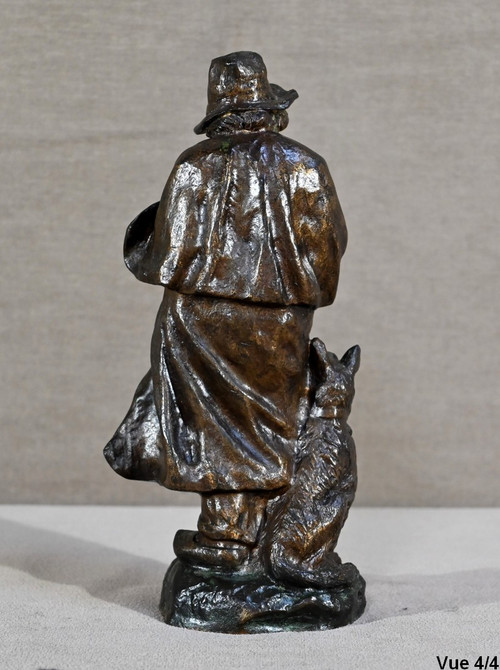 Bronzo "Il pastore e il suo cane", firmato G.Omerth - Inizio XX secolo