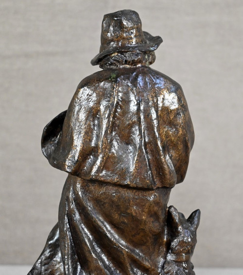 Bronzo "Il pastore e il suo cane", firmato G.Omerth - Inizio XX secolo