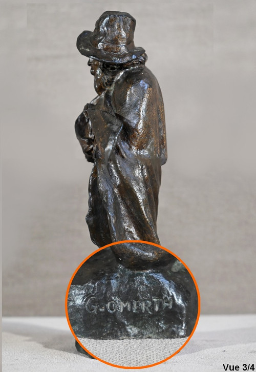 Bronzo "Il pastore e il suo cane", firmato G.Omerth - Inizio XX secolo