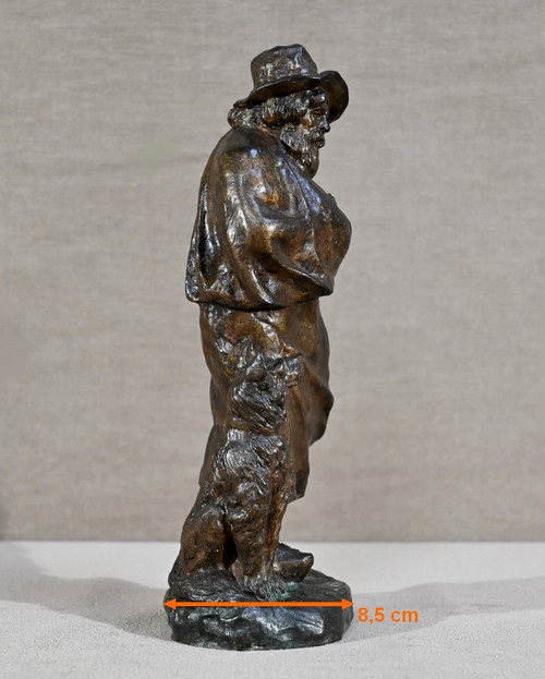 Bronzo "Il pastore e il suo cane", firmato G.Omerth - Inizio XX secolo