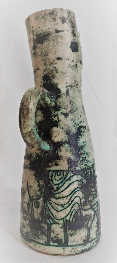 Pichet vase vintage en céramique française par Jacques Blin (circa 1950s)