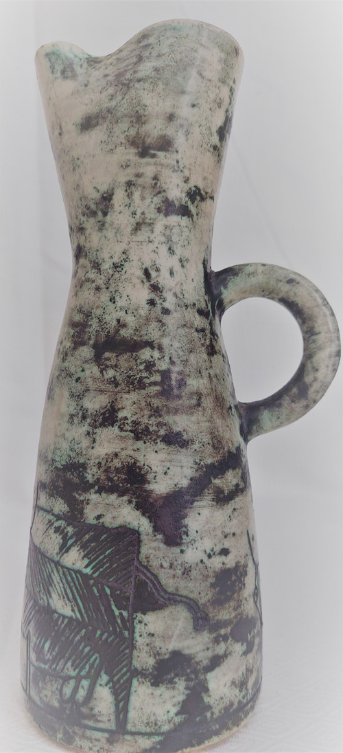Pichet vase vintage en céramique française par Jacques Blin (circa 1950s)