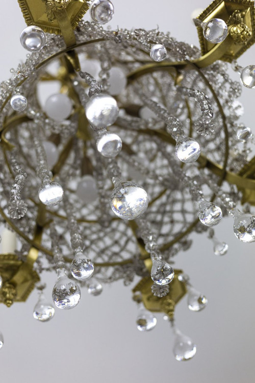 Lustre à Lacet En Cristal Et Bronze Doré, Circa 1880 - LS42001801