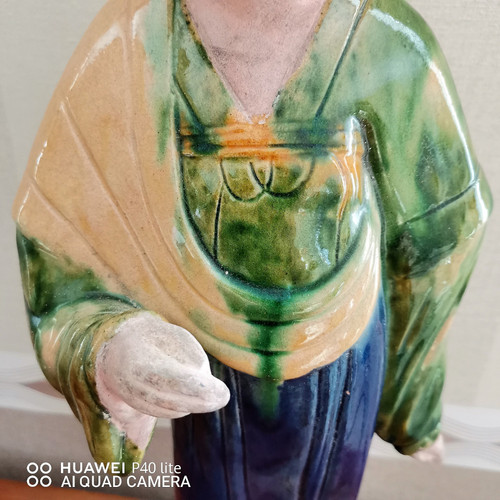 Statuetta in terracotta Dama di corte Cina alta 43cm XIX secolo