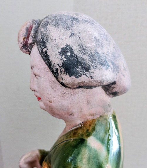 Statuetta in terracotta Dama di corte Cina alta 43cm XIX secolo