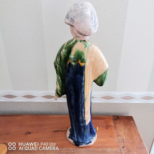 Statuetta in terracotta Dama di corte Cina alta 43cm XIX secolo