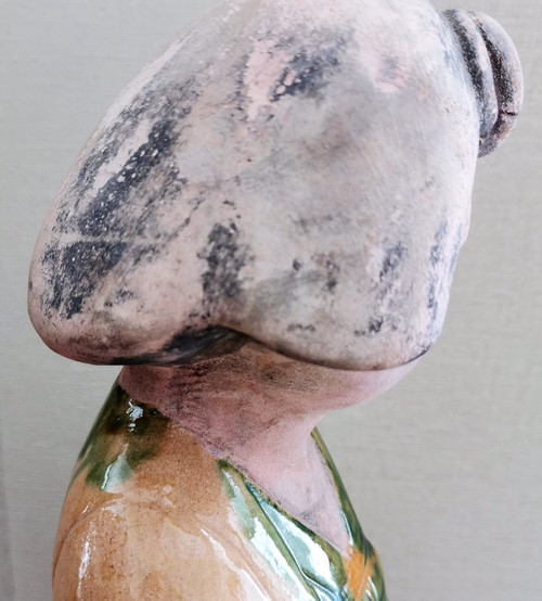 Statuetta in terracotta Dama di corte Cina alta 43cm XIX secolo