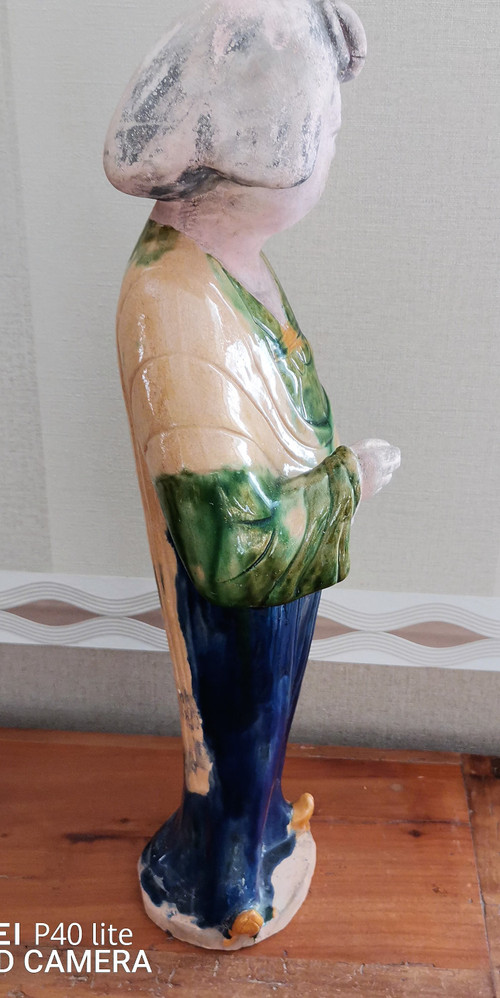 Statuetta in terracotta Dama di corte Cina alta 43cm XIX secolo