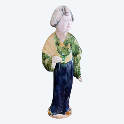Statuetta in terracotta Dama di corte Cina alta 43cm XIX secolo