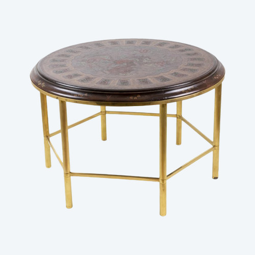 Table Basse En Laque Style Persan Et Bronze Doré, Années 1950 - Ls2221861