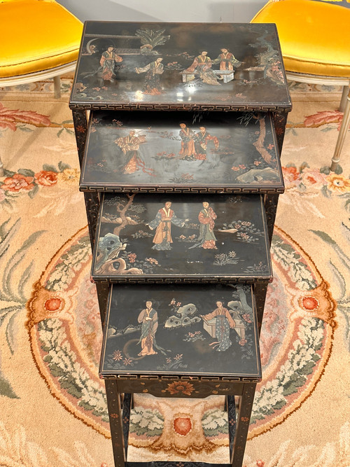 Tavolini Nidificabili Coromandel Laccato Periodo Napoleone III