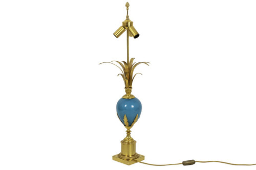 Lampe aus türkisfarbenem Opalglas und vergoldeter Bronze, 1970er Jahre – Op479721