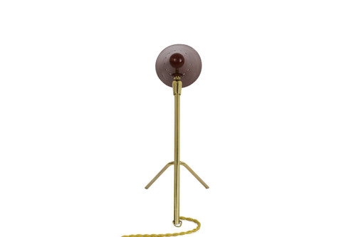 Lampada Piccola In Metallo Laccato Rosso E Ottone Dorato, Anni '50 - Op475101