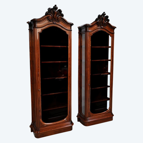 Rare Paire de Vitrines de Propriété en Acajou, style Napoléon III – 2ème partie du XIXe
