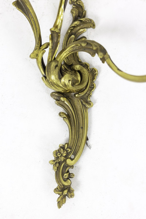 Pair Of Louis XV Style Sconces In Gilt Bronze, 1950s - Op480151