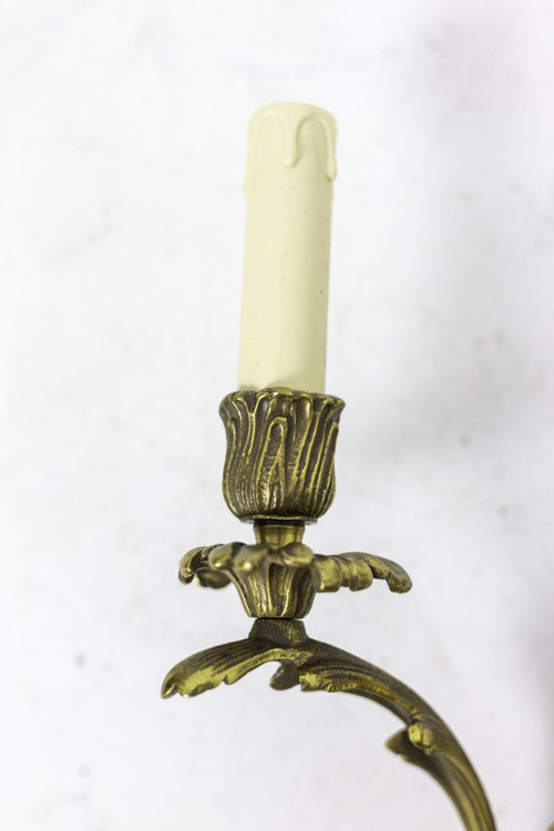 Pair Of Louis XV Style Sconces In Gilt Bronze, 1950s - Op480151