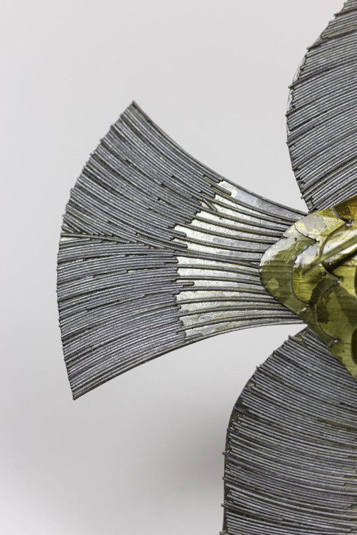 Pesce In Foglie Di Rame, Ottone E Peltro, Anni '70 - Op44281