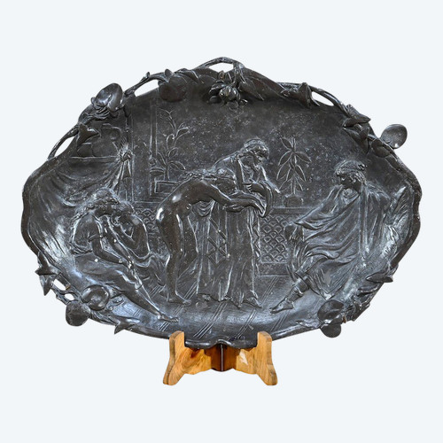 Bronze tray "A Slave Trader", signed A.Moreau after V.Giraud - Late 19th century