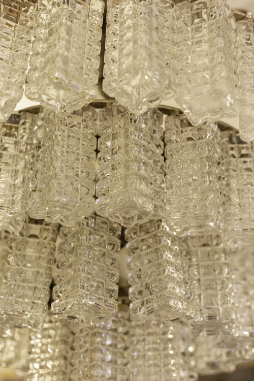 Italian Chandelier In Parallelepiped Glass, 1960s - Ls3997701