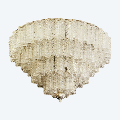 Italian Chandelier In Parallelepiped Glass, 1960s - Ls3997701