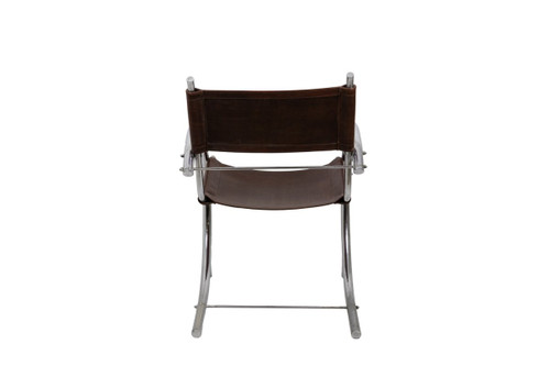 Armchair In Chromed Metal And Red Leather, 1930s - Ls3932651