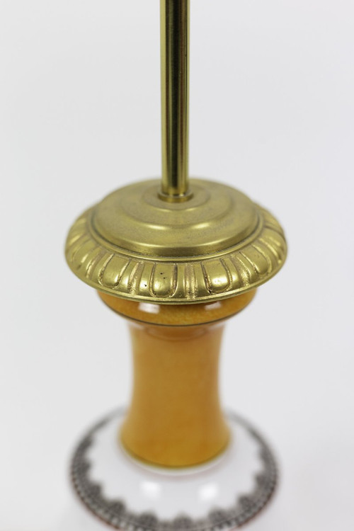 Coppia di lampade in porcellana bianca e arancione, 1880 circa - Ls3584581