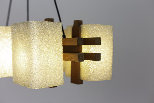 Granite Resin And Wood Pendant, 1950's - Ls4206