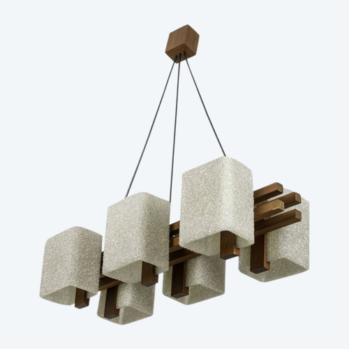 Granite Resin And Wood Pendant, 1950's - Ls4206