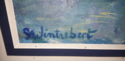 Peinture bateaux au port  signé ( S.wintrebert ) 