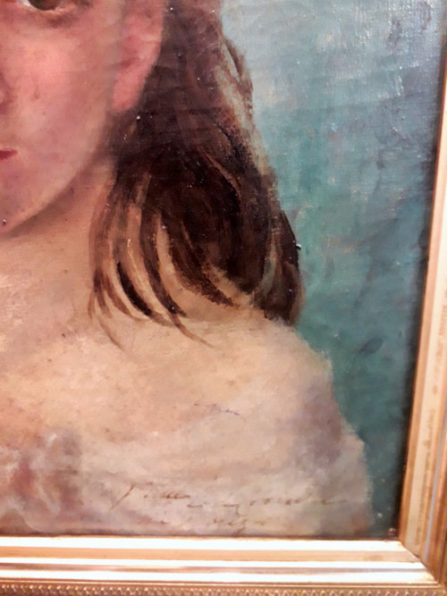 Painting oil on canvas portrait of the Viscountess of Clerval height 56.5 width 48.5 depth 6.5 cm