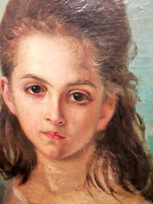 Painting oil on canvas portrait of the Viscountess of Clerval height 56.5 width 48.5 depth 6.5 cm