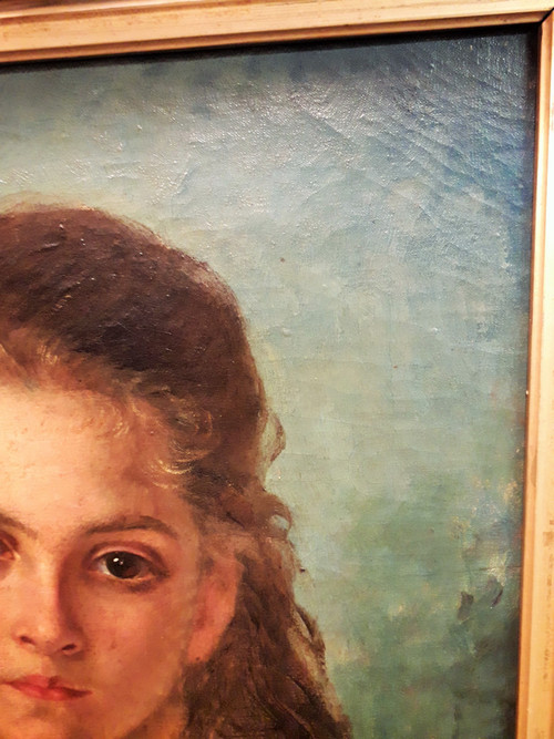 Painting oil on canvas portrait of the Viscountess of Clerval height 56.5 width 48.5 depth 6.5 cm
