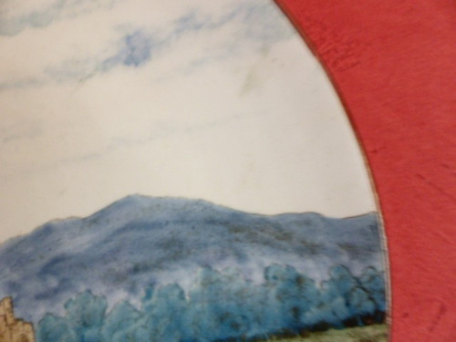Raro piatto Gien con decoro forte e paesaggio diam 29,8 cm