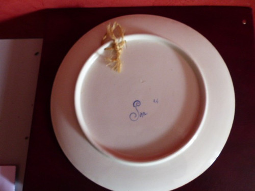 Raro piatto Gien con decoro forte e paesaggio diam 29,8 cm