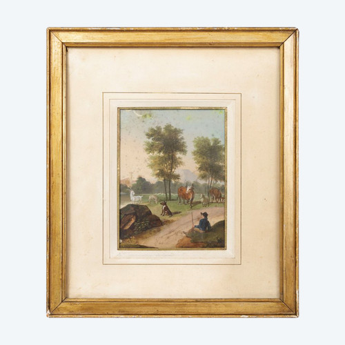 Gouache auf Papier, Pastoralszene, ca. 1880 – OP152101