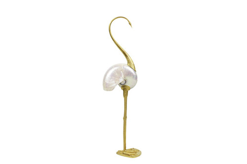 Sculpture "Oiseau", Natural Shell And Gold Brass, 1970s - Ls3108501