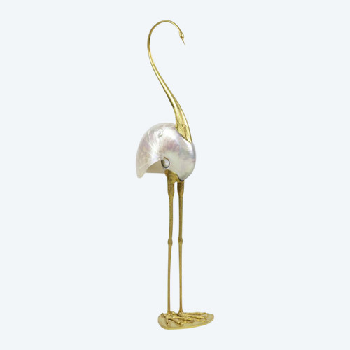 Sculpture "Oiseau", Natural Shell And Gold Brass, 1970s - Ls3108501