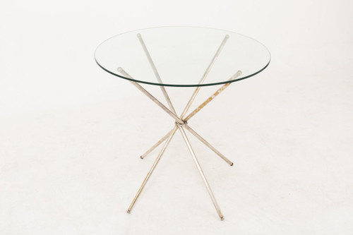 Mikado Silver Brass And Glass Pedestal Table, 1980's - Ls3714141