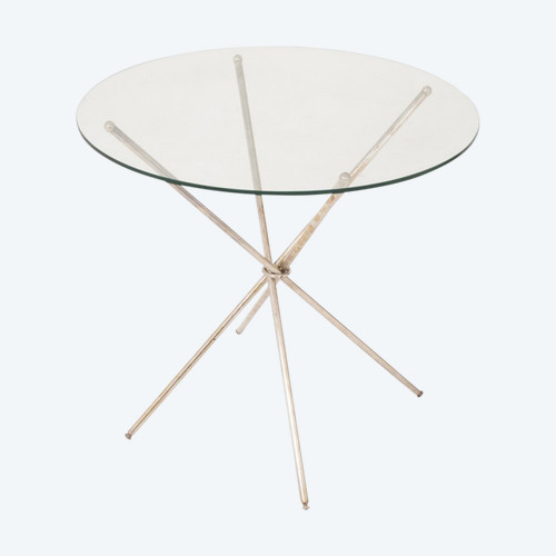Mikado Silver Brass And Glass Pedestal Table, 1980's - Ls3714141