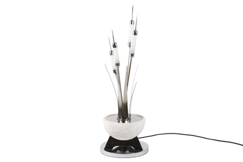 Reed Lamp In Chromed Metal And Alabaster, 1980s - Ls4080281