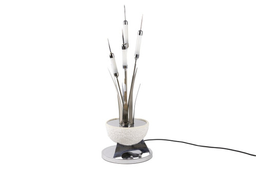 Reed Lamp In Chromed Metal And Alabaster, 1980s - Ls4080281