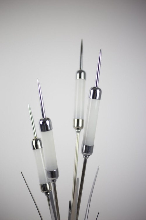 Reed Lamp In Chromed Metal And Alabaster, 1980s - Ls4080281
