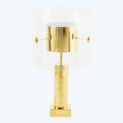 Lampe En Laiton Doré Et Lucite, Années 1960 - Ls3983951