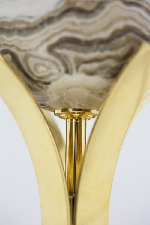 Lampe Sphère En Marbre Et Laiton Doré, Années 1970 - Ls4071681