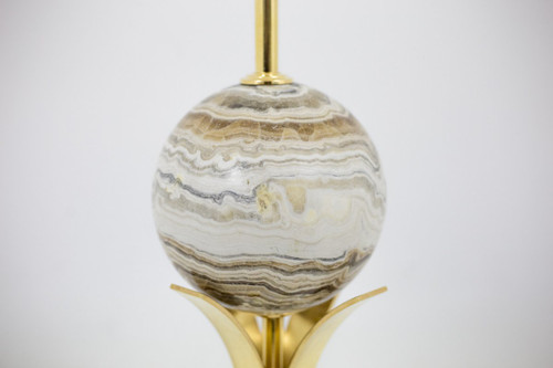 Lampe Sphère En Marbre Et Laiton Doré, Années 1970 - Ls4071681