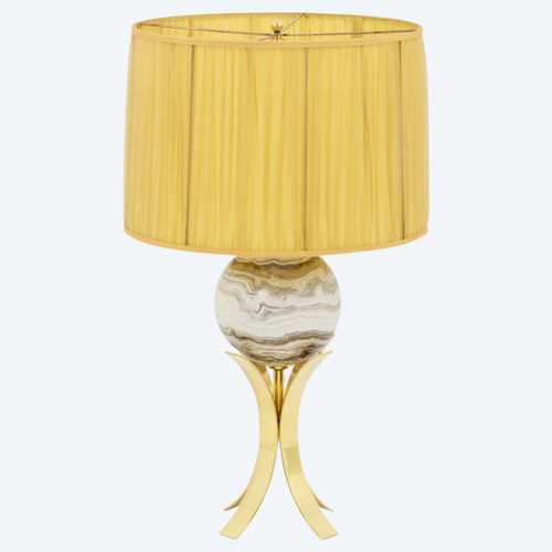 Lampe Sphère En Marbre Et Laiton Doré, Années 1970 - Ls4071681