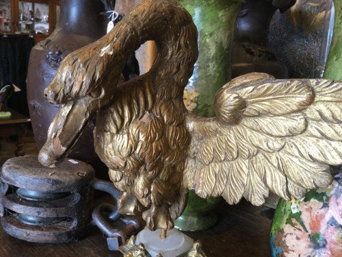 Cigno in legno dorato del XVIII secolo