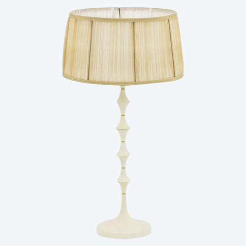 Lampe aus weißem Harz und goldenem Messing, 1970er Jahre - Ls3709321