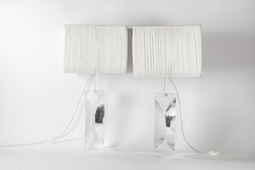 Pair Of Rectangular Lucite Lamps, 1970s - Ls2750831